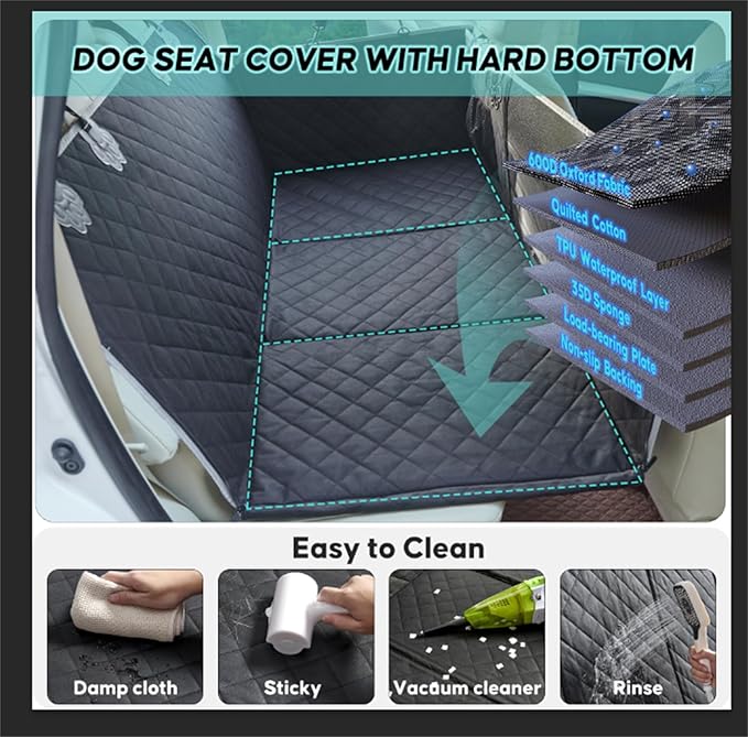 Back Seat Extender for Dogs，Hard Bottom Dog Car