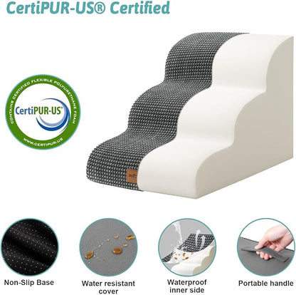 Dog Stairs for Couch or Low Bed 15.7x22.4x15.7in, Dark 3 Tiers