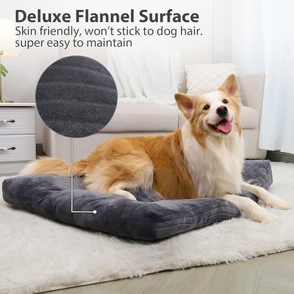 Dog Crate Bed Washable Jumbo Dog Beds for Large Dogs Deluxe Thick Flannel Fluffy Comfy Kennel Pad Anti-Slip & Anti-Scratch Pet Sleeping Mat 48 x 29 Inch,