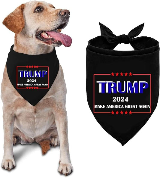 Trump 2024 Make America Great Again Dog Bandana Triangle Pet Scarf Adjustable & Washable Pet Accessories American Flag Dog Bandanas for Small Medium Large Dogs Cat Pet, Black