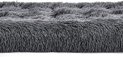 WONDER MIRACLE Fuzzy Deluxe Pet Beds, Super Plush Dog or Cat Beds Ideal for Dog Crates, Machine Wash & Dryer Friendly (15" x 23", S2-Dark Grey)