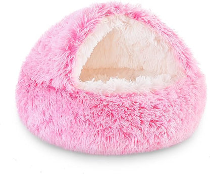 NOYAL Dog Bed Round Hooded Plush Cat Cave