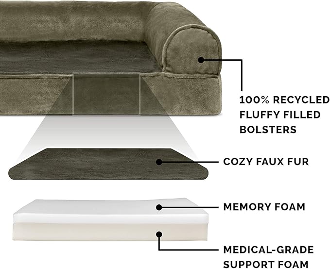 Furhaven Memory Foam Dog Bed for Large Dogs w/ Removable Bolsters & Washable Cover 125 lbs