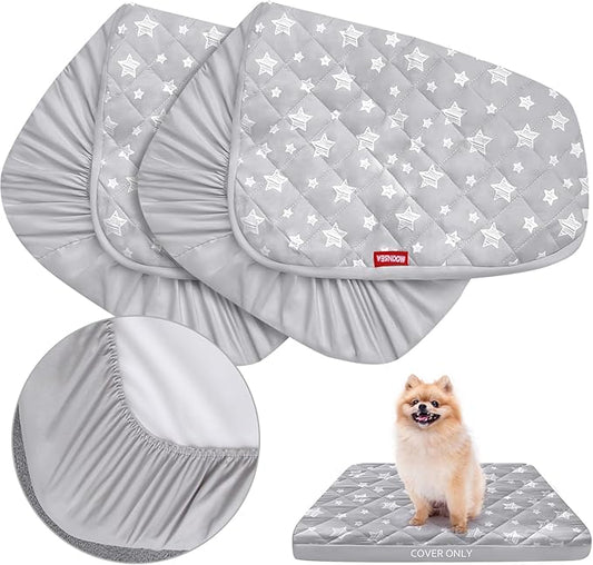 Moonsea Dog Bed Covers Replacement Washable 2 Pack, Waterproof Dog Bed Covers Dog Pillow Cover Quilted, Pet Bed Cover Lovely Grey Star Print, Puppy Bed Cover 16x25 Inches, for Dog/Cat, Cover Only