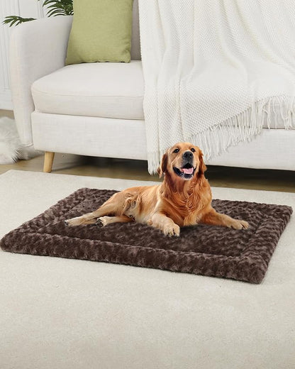 Washable Dog Bed Mat Reversible Dog Crate Pad Soft Fluffy Pet Kennel Beds Dog Sleeping Mattress for Large Jumbo Medium Small Dogs 41 x 27 Inch,
