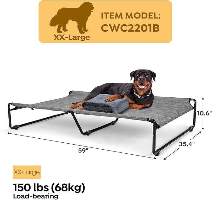 Veehoo Large Elevated Dog Bed with Flannel Dog Blanket CWC2201B