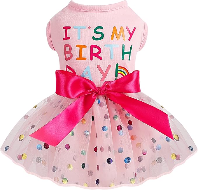 Dog Dress Birthday Clothes for Small Medium Dogs