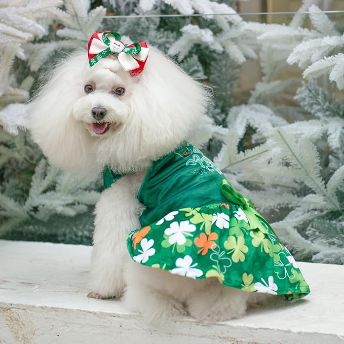 CuteBone St.Patrick's Day Dog Green Dress Velvet CVA13L-D