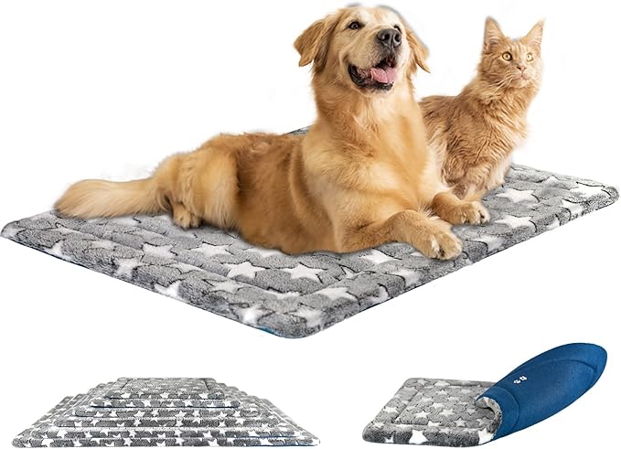 KROSER Fancy Dog Crate Pad Dog Bed Mat Reversible (Cool & Warm)