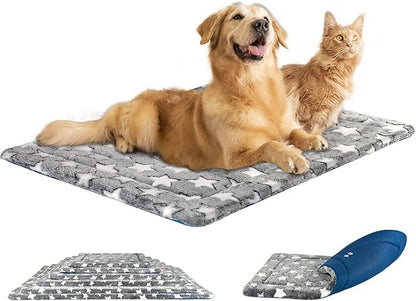 KROSER Fancy Dog Crate Pad Dog Bed Mat Reversible (Cool & Warm)
