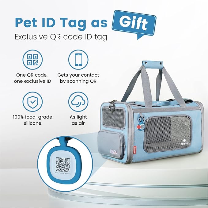 Pawaii Airline Approved Cat Carrier, Cat, Dog Carrier with ID Tag, Collapsible Pet Travel Carrier, Foldable, Protable, Comfortable, Convenient Pet Travel Carrier for Cats and Puppy