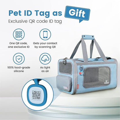 Pawaii Airline Approved Cat Carrier, Cat, Dog Carrier with ID Tag, Collapsible Pet Travel Carrier, Foldable, Protable, Comfortable, Convenient Pet Travel Carrier for Cats and Puppy