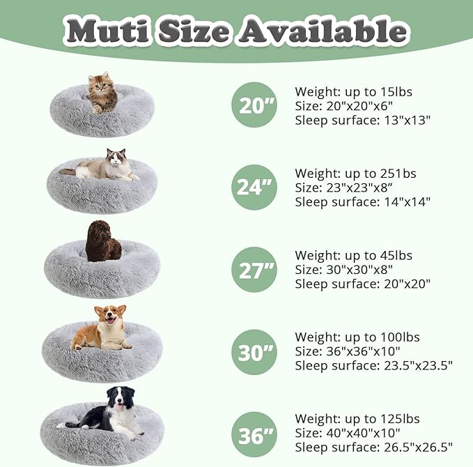 JOLLYVOGUE Calming Donut Dog Bed (27")