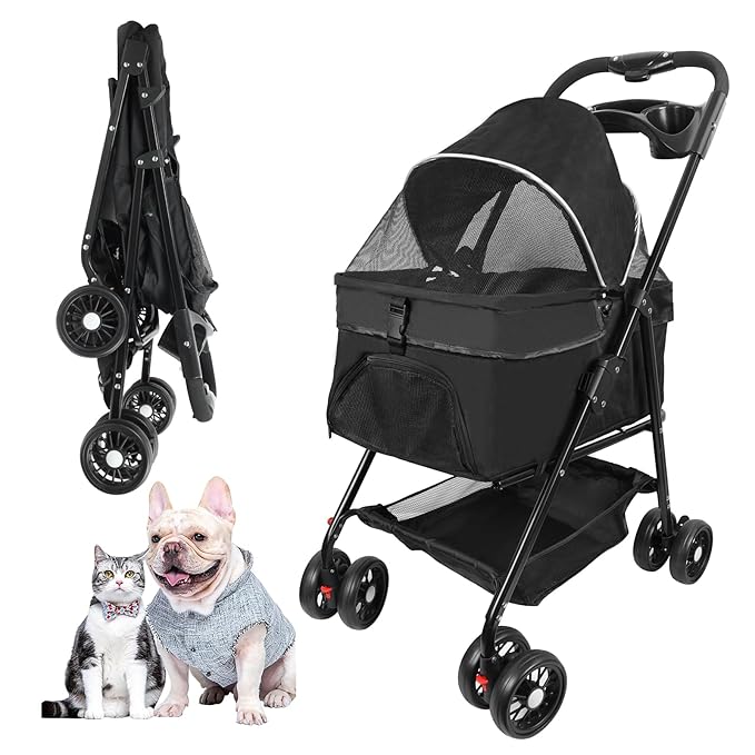 Pet Stroller for Cats/Dogs 4 Wheels 30lbs Small