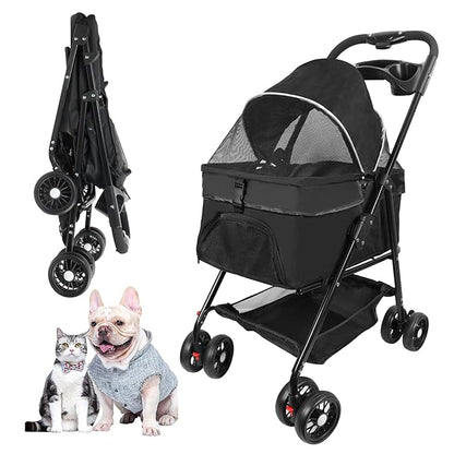 Pet Stroller for Cats/Dogs 4 Wheels 30lbs Small