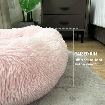 Deluxe Calming Dog Bed for Small Medium Dogs & Cats S(24" x 24" x 8"))