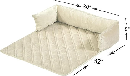 Brilliant Sunshine Premium Beige Silky Velvet Pet Sofa Bed
