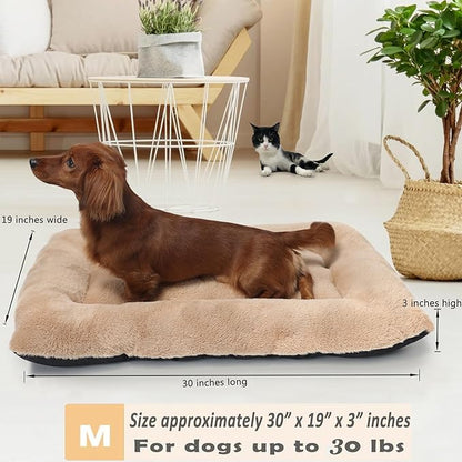 30 Inch Dog Crate Bed Washable Soft Cozy 30x19 Dog Crate Bed for Small Medium Dog Crate Bed Suitable for Dogs Up to 30 lbs,Dog Mats for Sleeping and Anti Anxiety,Camel