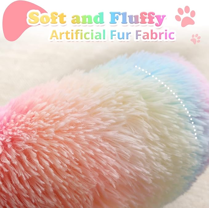 JOLLYVOGUE Calming Donut Dog Bed & Cat Bed (24", Rainbow)