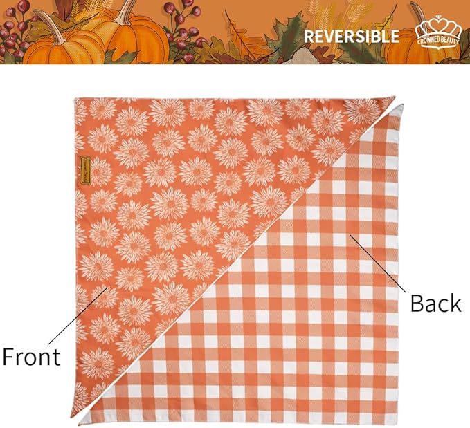 CROWNED BEAUTY Fall Dog Bandanas Reversible Small 2 Pack DB64-S