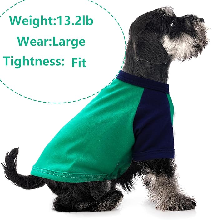 2 Pack Dog Clothes for Small Dogs Summer Dog Shirt Soft Stretchy Puppy Clothes for Medium Dog T-Shirts Lightweight Dogs Pet Cat Vest Clothing (Green