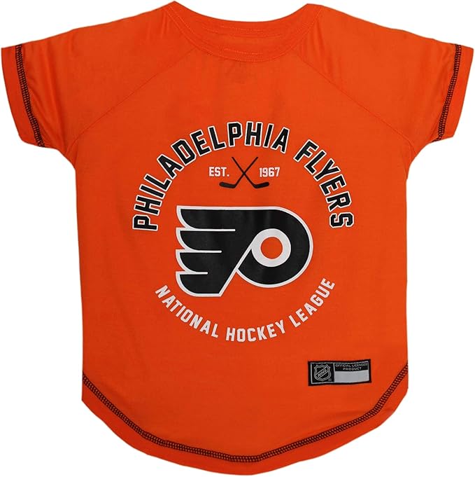 NHL Philadelphia Flyers Tee Shirt for Dogs & Cats, X-Small. - Are You A Hockey Fan? Let Your Pet Be An NHL Fan Too!