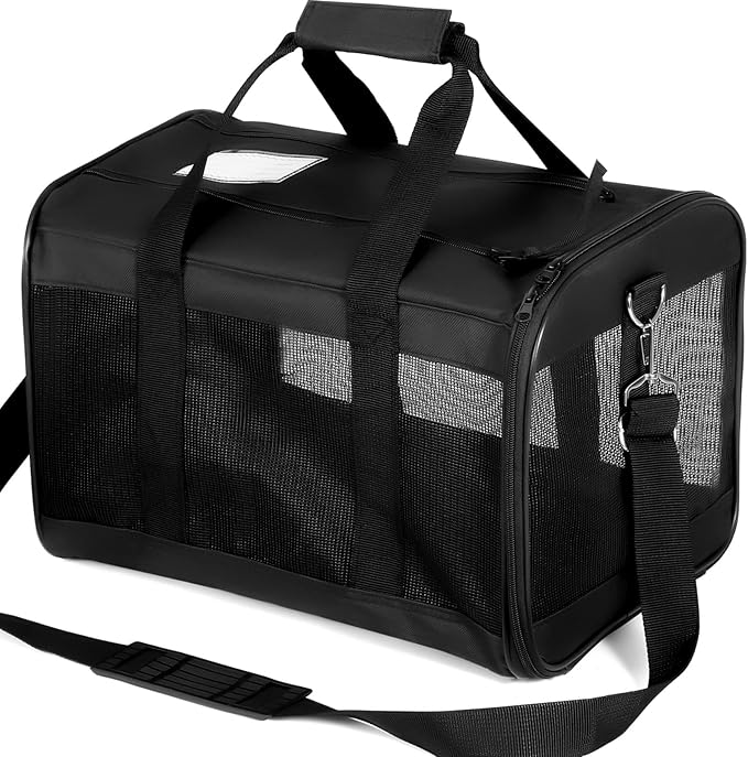 Cat Dog Pet Carrier for Medium to Large Cats (20+ lbs) and Small Dogs -Top Loading, Portable & Collapsible Cat Travel Bag Dual Kitten Sturdy Crate for Long Journeys - Holds Up to 15 lbs