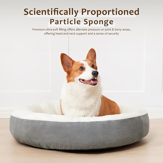 Love's cabin Round Donut Cat and Dog Cushion Bed 25in Pet