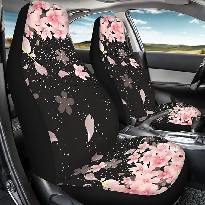Cherry Blossoms Print Car Seat Covers for Women
