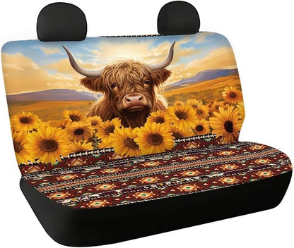 WELLFLYHOM Highland Cow Car Accessories Seat Cover