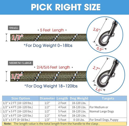 BAAPET 2/4/5/6 FT Dog Leash with Comfortable Padded Handle and Highly Reflective Threads for Small Medium and Large Dogs (5FT-1/2''