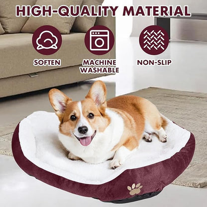 ShellKingdom Medium Dog Bed 35lbs, 23.62 19.68INCH (Wine
