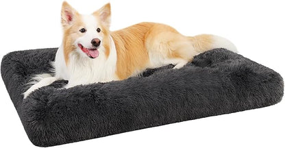 KSIIA Dog Crate Bed Washable Dog Beds for Extra Large Dogs Deluxe Plush Fluffy Comfy Thick Kennel Pad Anti-Slip & Anti-Scratch Pet Sleeping Mat 41 x 27 Inch,