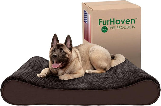 Furhaven Memory Foam Dog Bed for Large Dogs w/ Removable Washable Cover 150 lbs