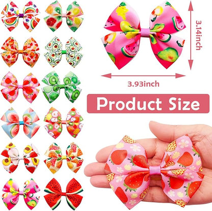24Pcs/12 Pairs 4" Big Dog Hair Bows Fruit