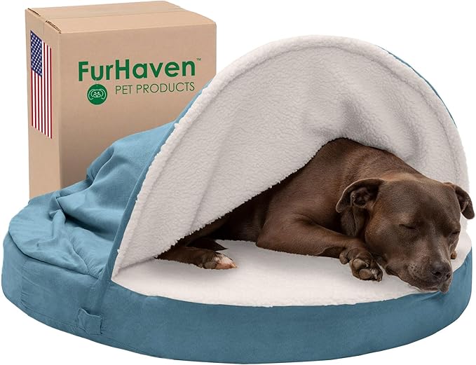 Furhaven 35" Round Cooling Gel Dog Bed for Large/Medium Dogs w/ Removable Washable Cover 50 lbs 35-inch