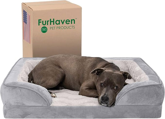 Furhaven Orthopedic Dog Bed for Large/Medium Dogs w/ Removable Bolsters & Washable Cover 55 lbs