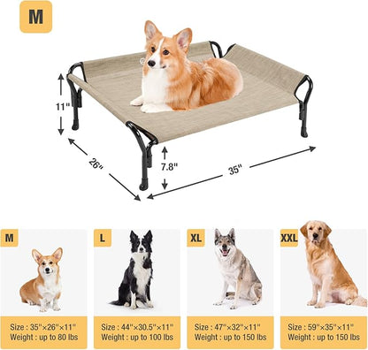 Veehoo Medium Elevated Dog Bed 35"L x 26"W x 11"H, Beige