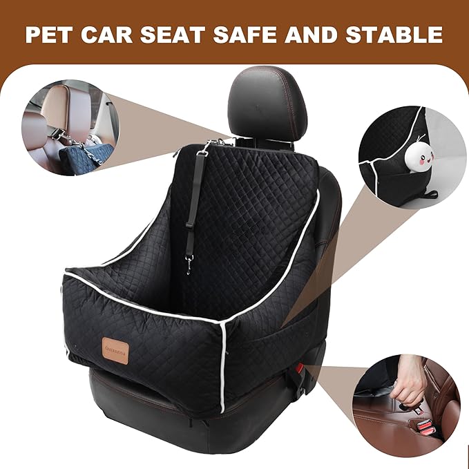 Dog Car Seat for Small/Medium Dogs 35lbs (Black)