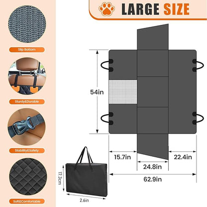 Dog Car Seat Cover for Back Seat with Hard Bottom