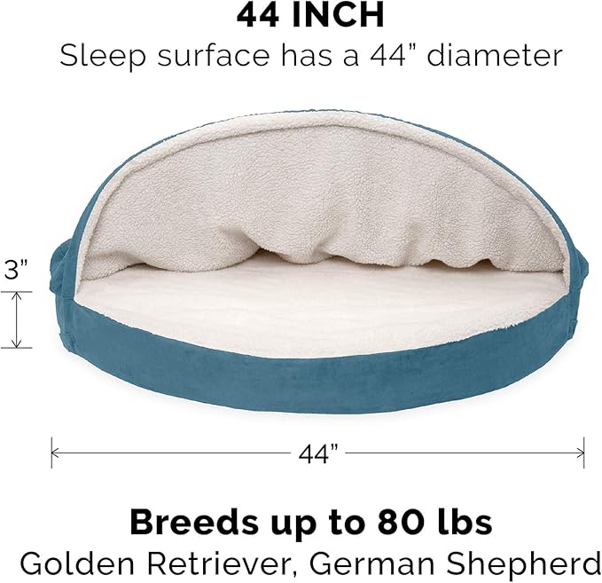 Furhaven 44" Round Cooling Gel Dog Bed for Large Dogs w/ Removable Washable Cover 80 lbs 44-inch