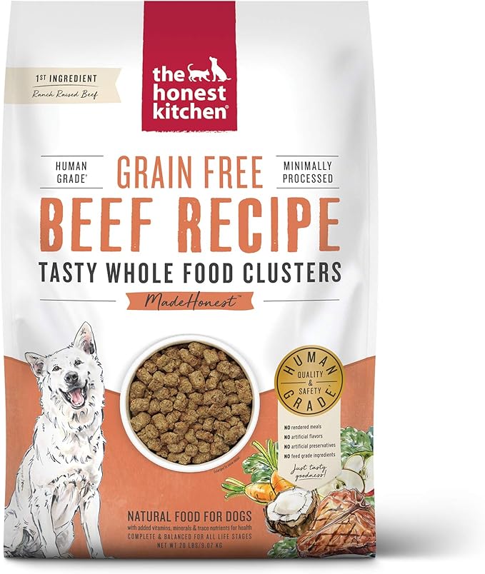 The Honest Kitchen Whole Food Clusters Grain Free Beef Dry Dog Food, 20 lb Bag