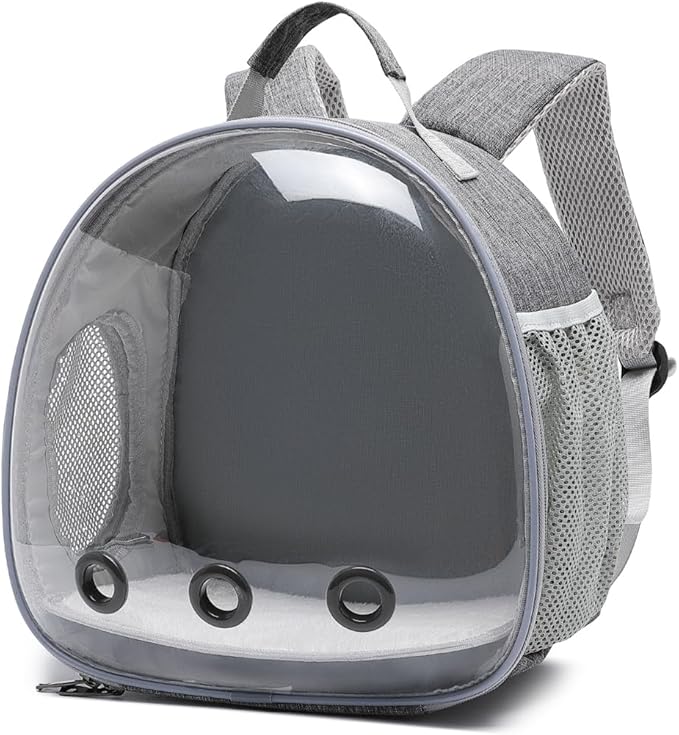 Small Animal Carrier Backpack Space Capsule Bubble Window Carrier Backpack for Lizard Guinea Pig (Linen ash)