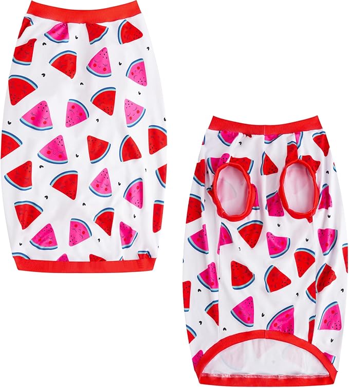 Dog Sleeveless T Shirt Fun Fruit Prints Dog Shirt Soft Stretchy Summer Clothes for Large Dog Boys Girls Shirt (Large,Watermelon)