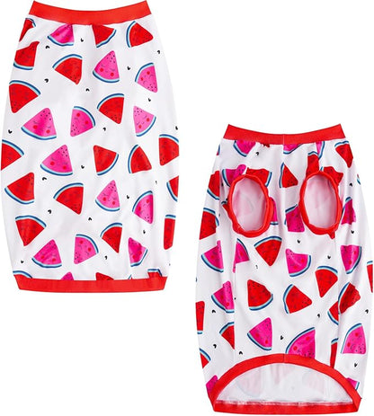 Dog Sleeveless T Shirt Fun Fruit Prints Dog Shirt Soft Stretchy Summer Clothes for Large Dog Boys Girls Shirt (Large,Watermelon)