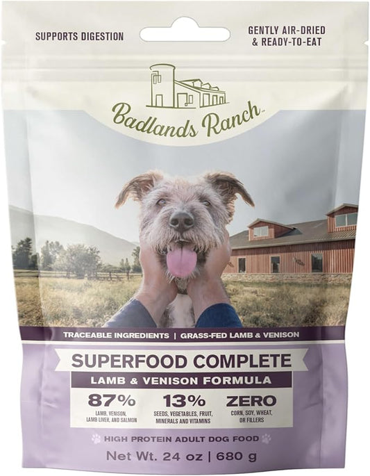 by Katherine Heigl- Superfood Complete, Air-Dried Adult Dog Food - High Protein, Zero Fillers, Superfood Nutrition (24 oz., Lamb & Venison)