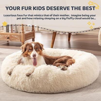 Calming Dog Bed for Medium Dogs 28", Pearl