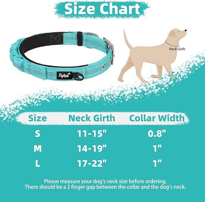 PUPTECK Heavy Duty Dog Collar with Handle Bungee for Small Medium Large Dogs