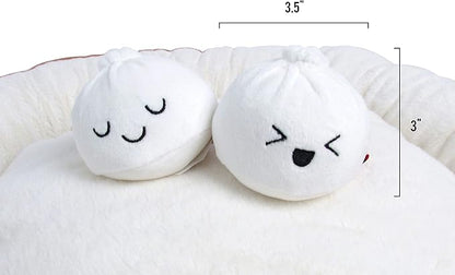 TONBO Soft Plush Small Cute and Cozy Food Dog Cat Bed, Washer and Dryer Friendly (Dim Sum)