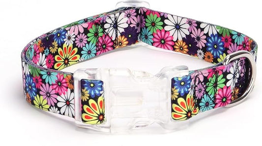 Dog Collar for Small Medium Large Dogs, Adjustable Soft Puppy Cats Collars Multicolor Patterns Collars Adjustable for Dogs Girl Boy Puppy Walking Running Training (M, Fireworks)